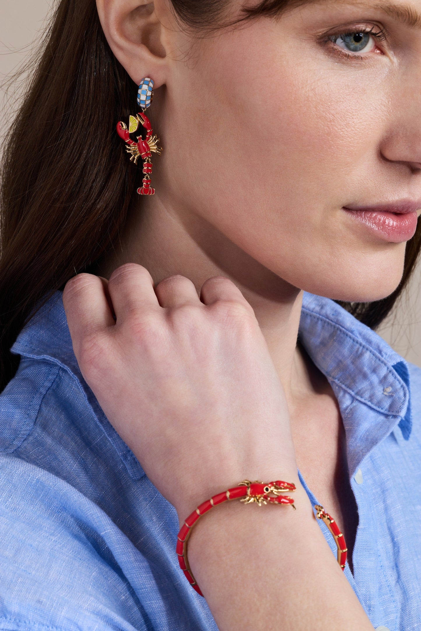 Lobster Boil Hinged Cuff Gold