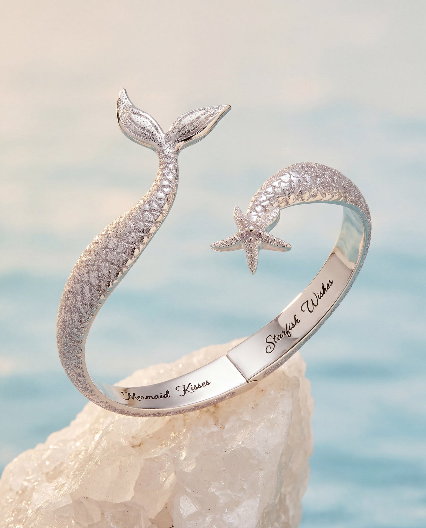 Salt + Sea 'Mermaid Kisses, Starfish Wishes' Cuff Silver