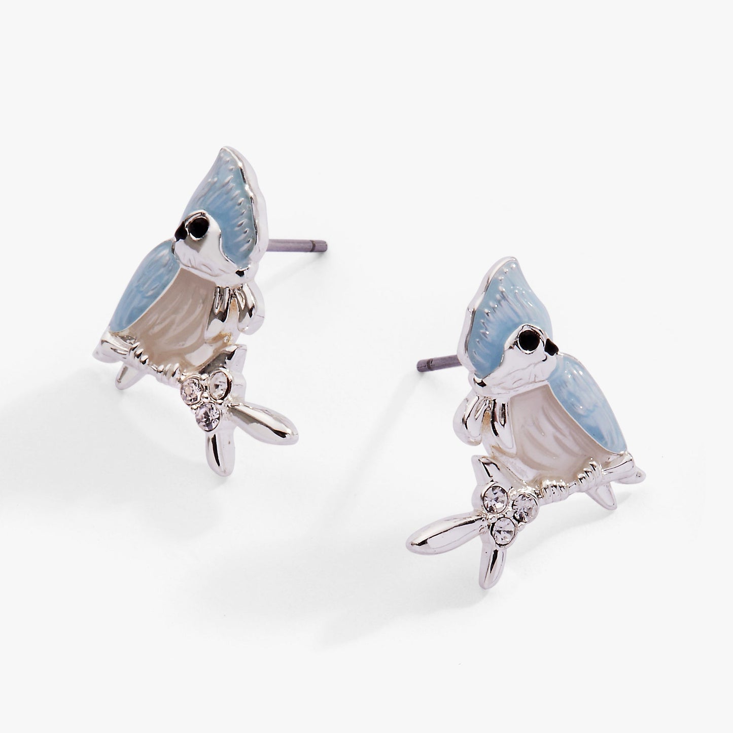 Tufted Titmouse Stud Earrings Silver
