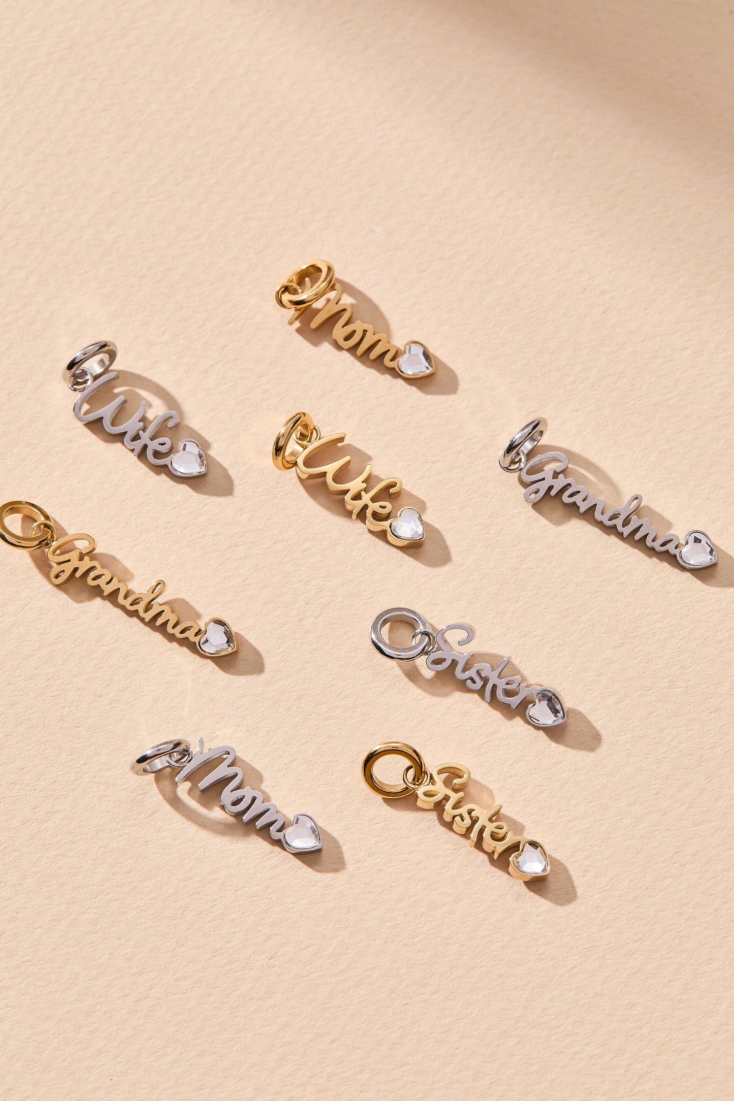 Mom' Elongated Interchangeable Charm
Stainless Steel Gold