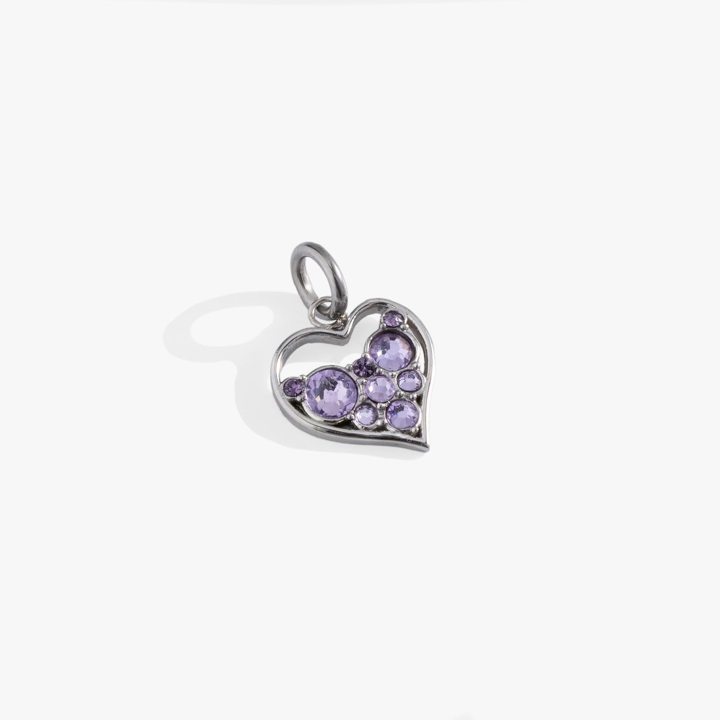 Crystal Heart Interchangeable Charm Stainless Steel Silver