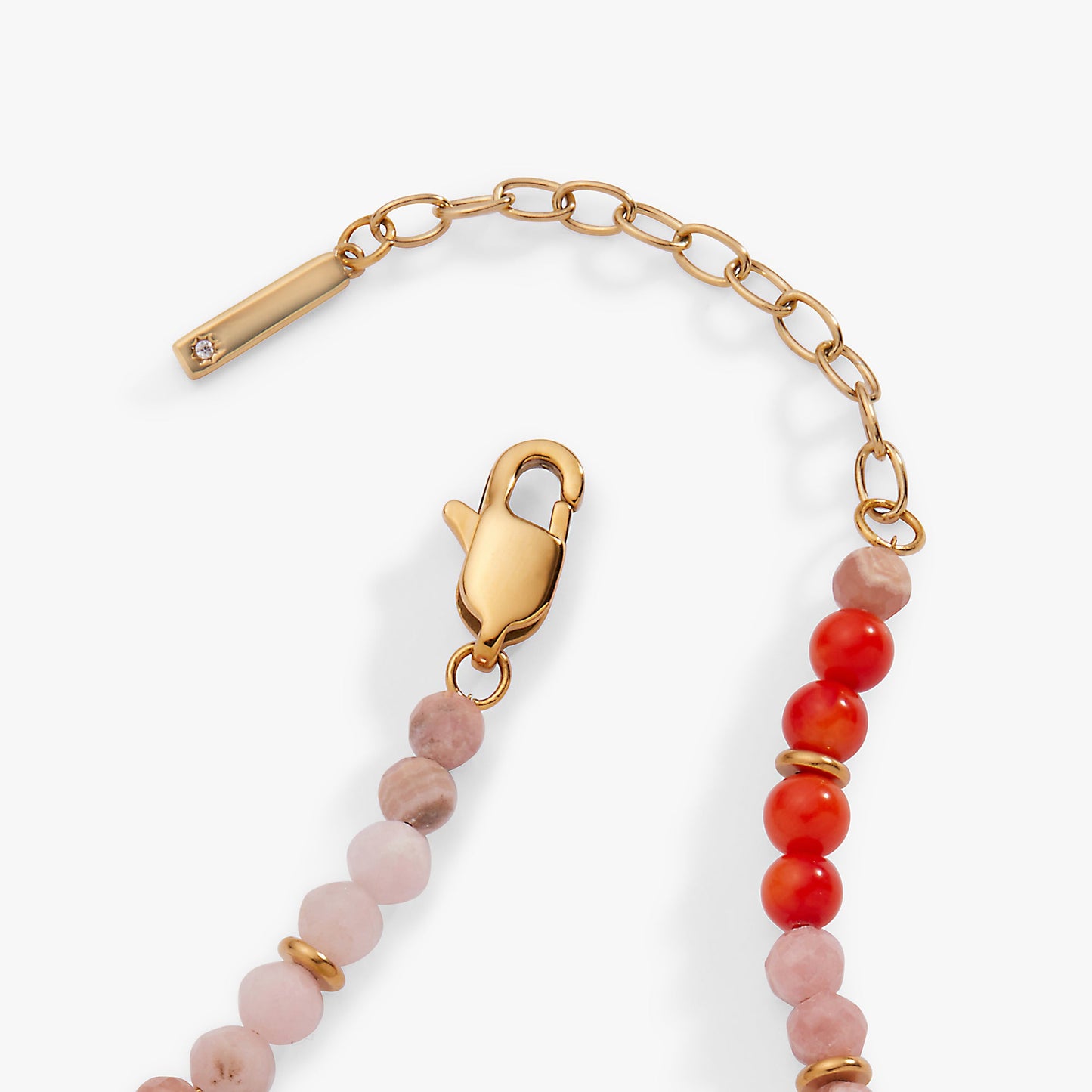 Coral Ombre Semi-Precious Beaded Anklet Stainless Steel Gold