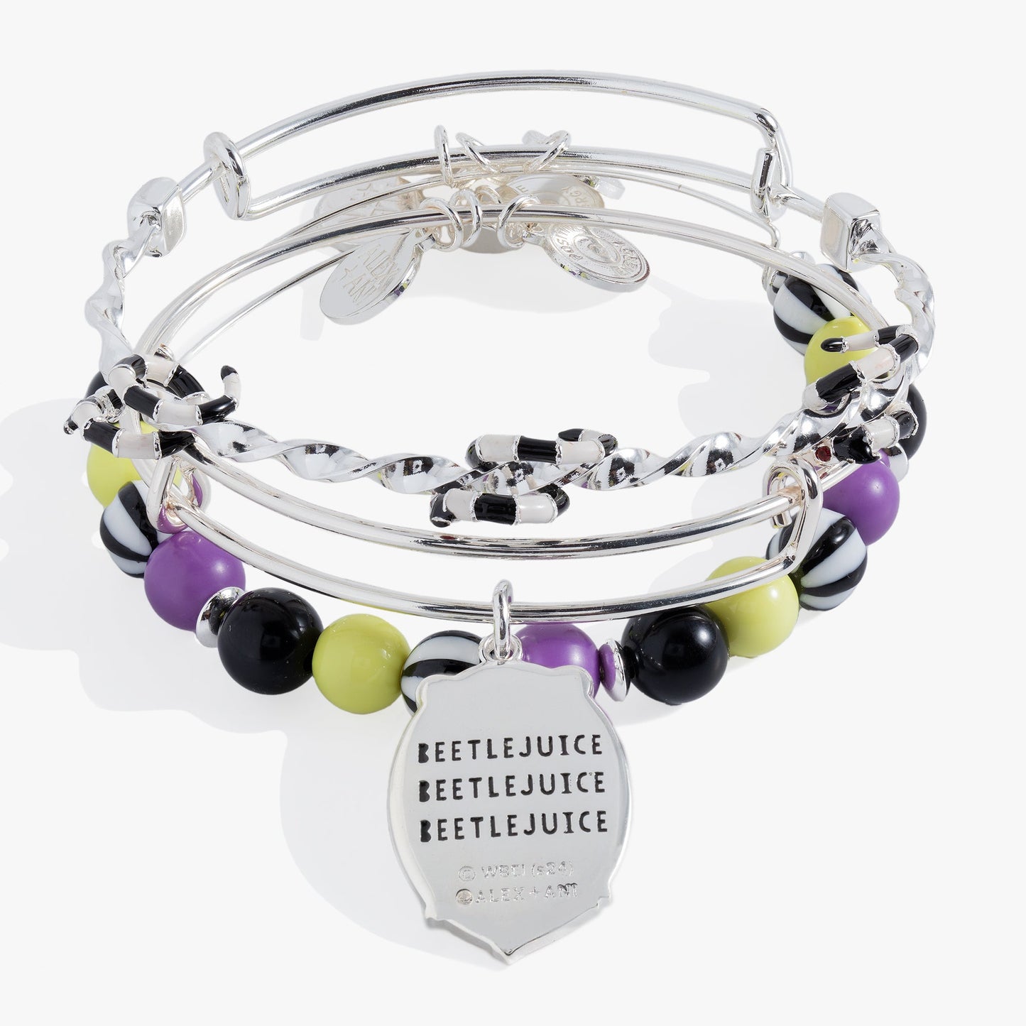 Beetlejuice® Bangle Set of 3 Silver