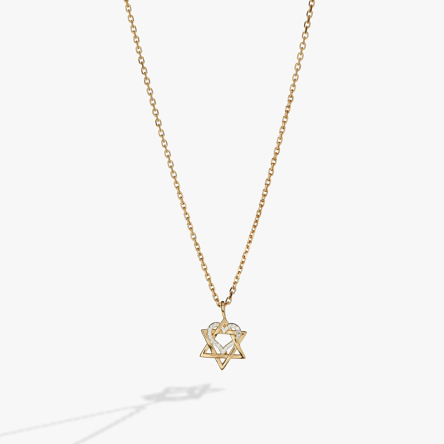 Star of David Heart Necklace, 14kt Gold Plated Two Tone - Sterling Silver