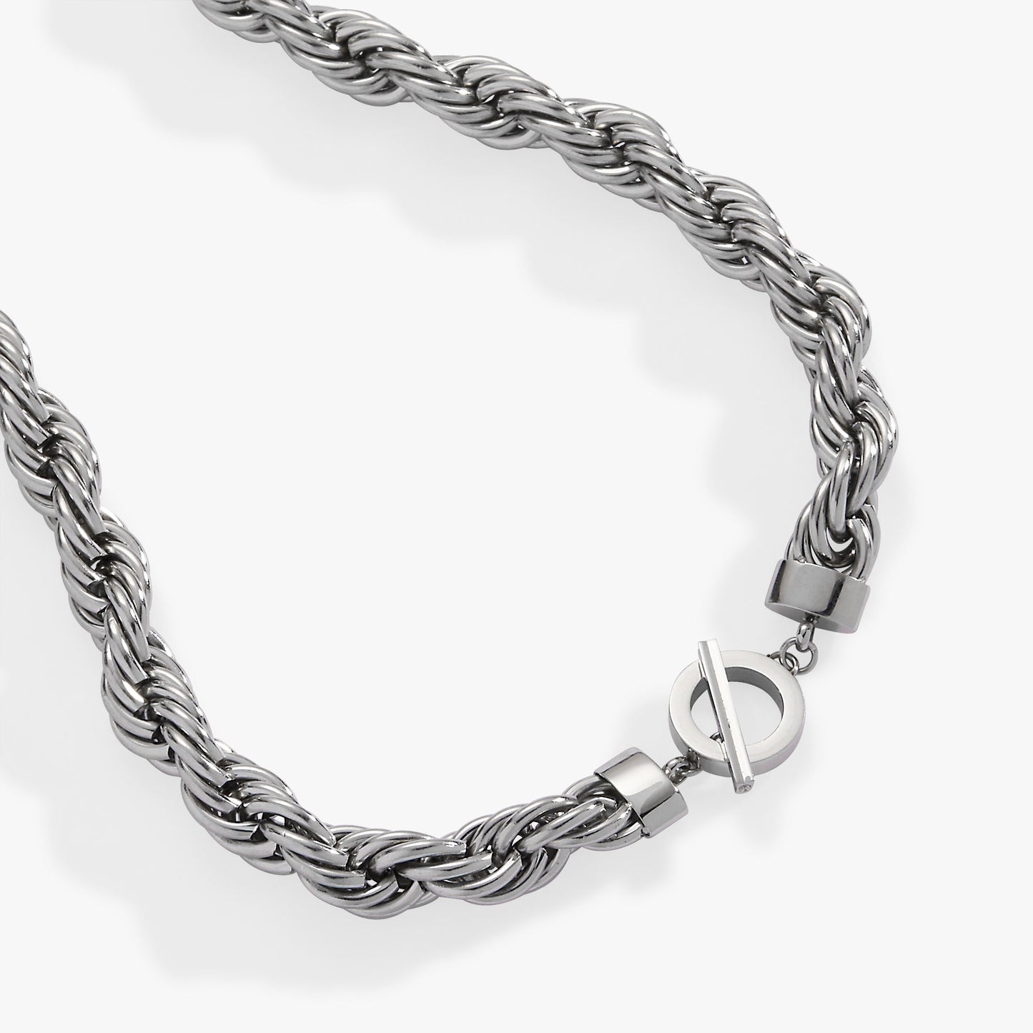 Large Rope Chain Toggle Necklace Stainless Steel Gold