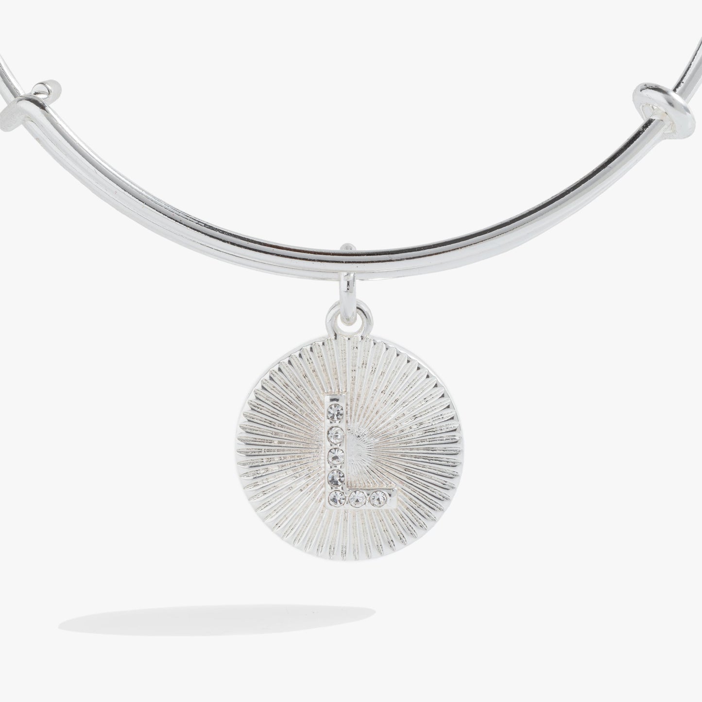 Initial L Pave Starburst Texture Bangle Gold