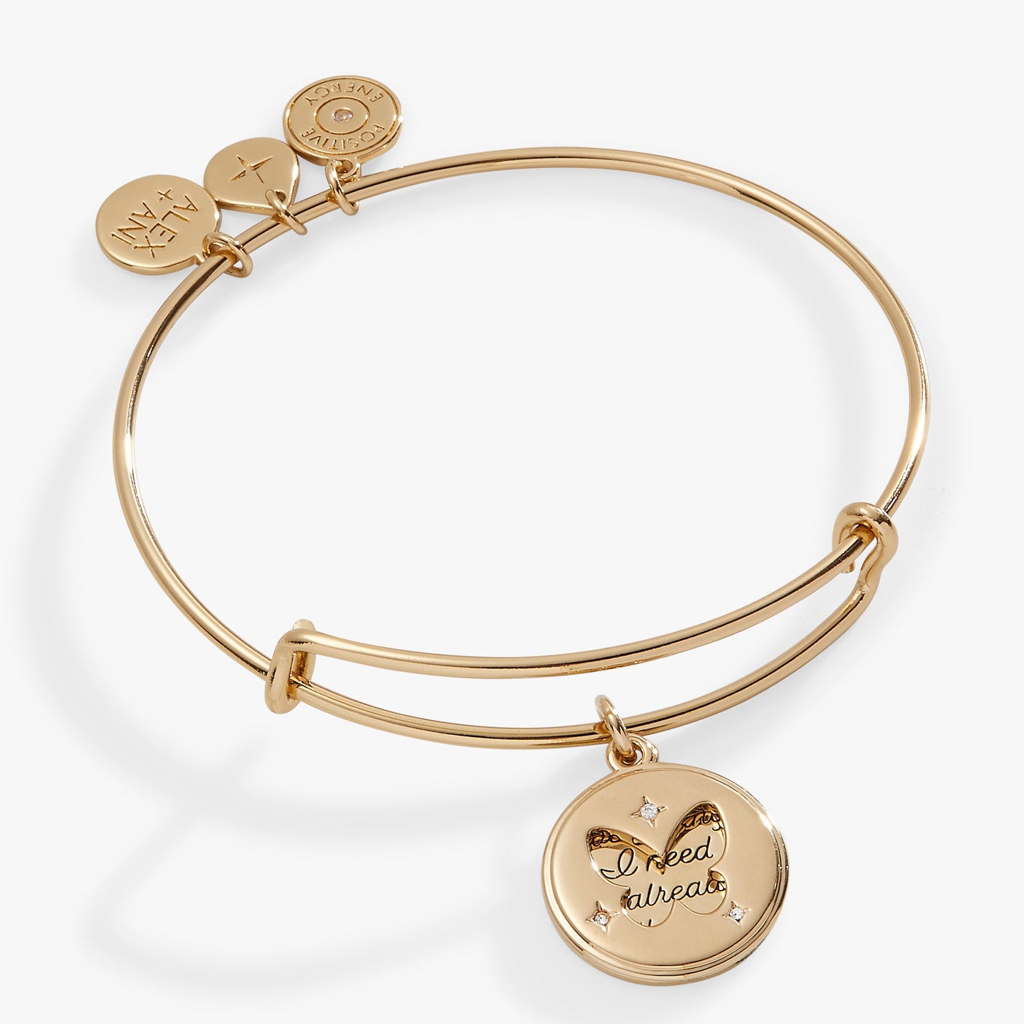 Hidden Message Butterfly Affirmation Bangle Gold