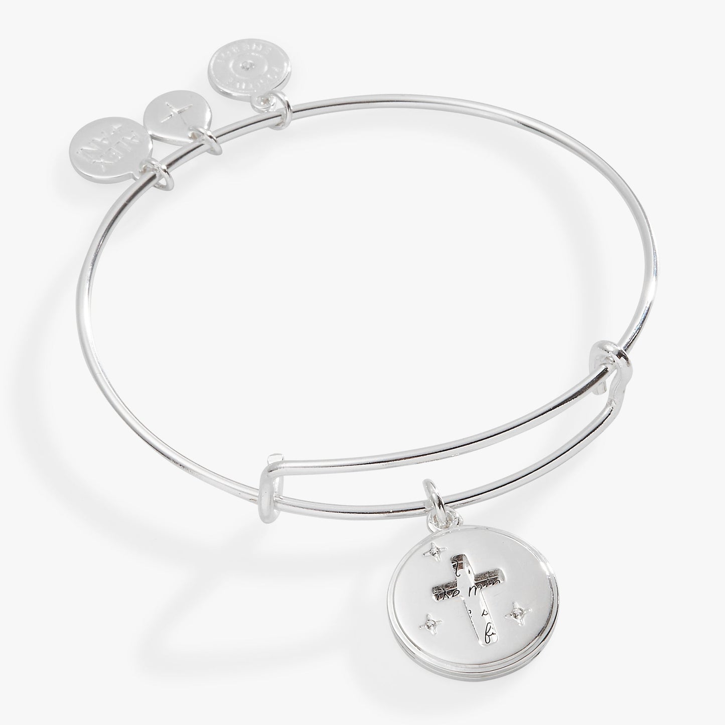Hidden Message Cross Affirmation Bangle Silver