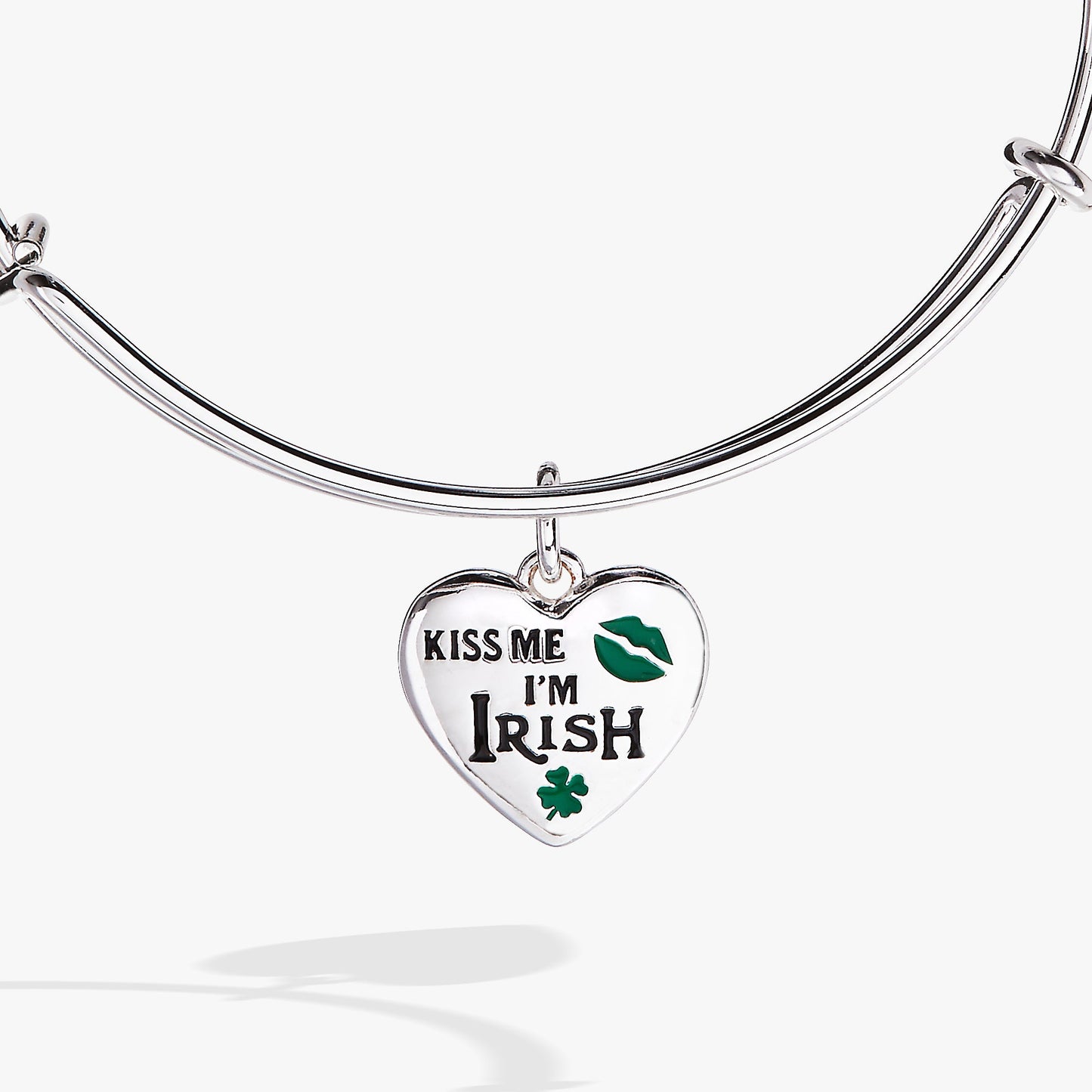 “Kiss Me I’m Irish” Charm Bangle Silver
