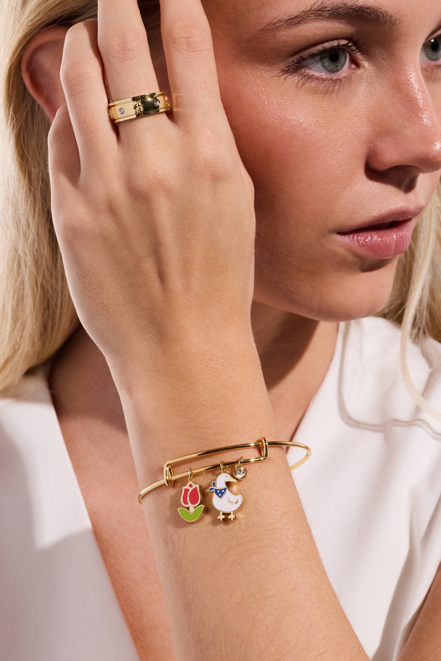 Garden Party Multi Charm Bangle Gold
