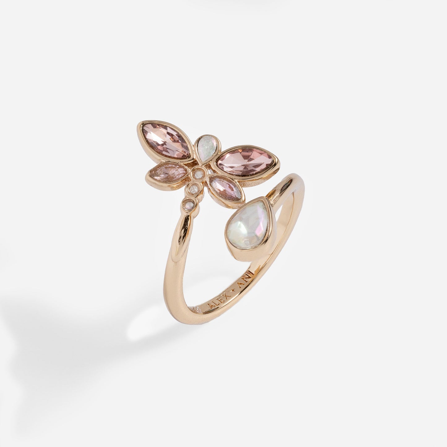 Crystal Dragonfly Ring Gold