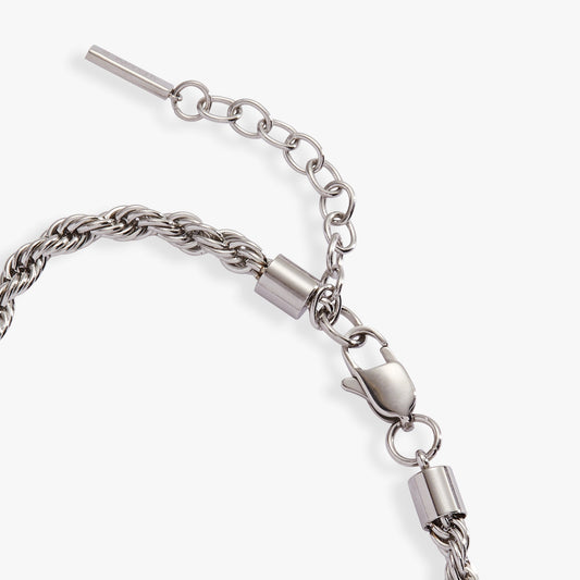 French Rope Stainless Adjustable Bracelet Stainless Steel Silver