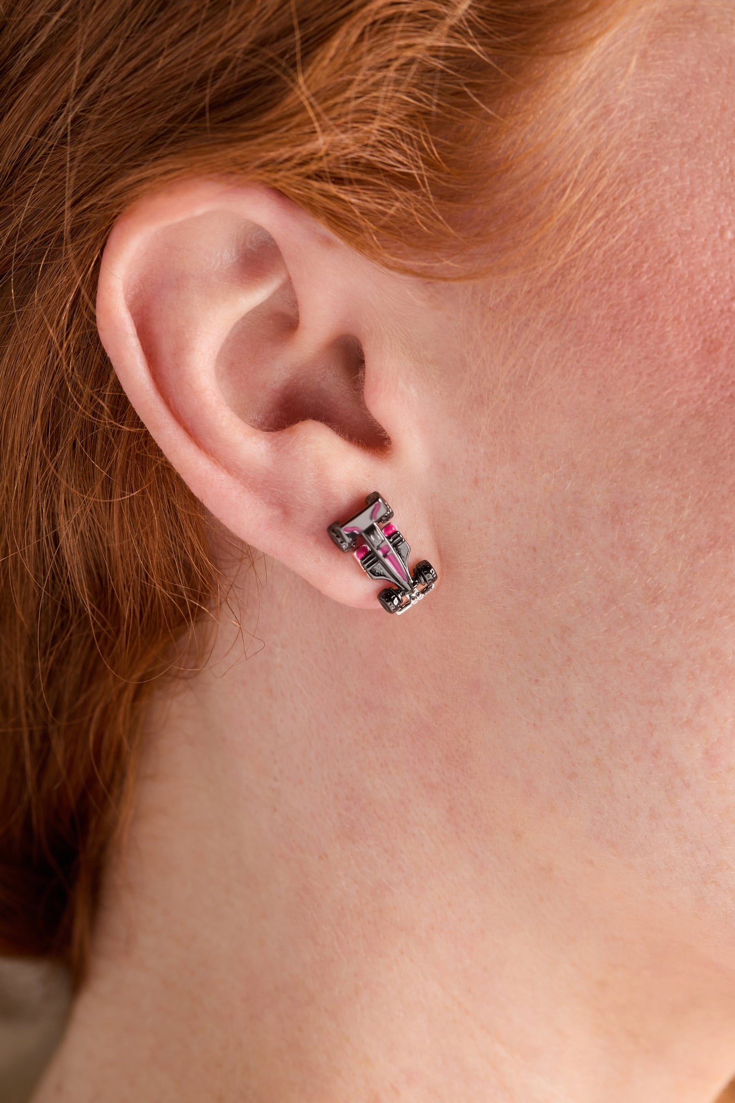 Hot Wheels™ Racecar Stud Earrings Silver