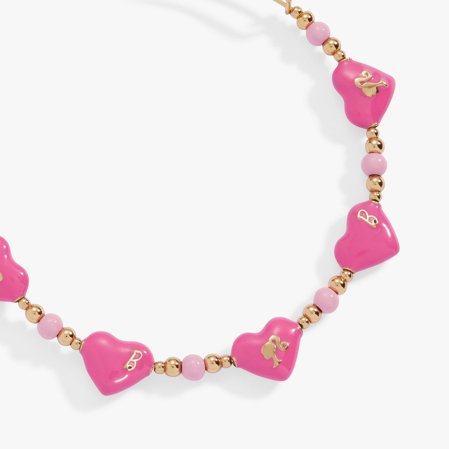 Barbie™ Logo Heart Beaded Bangle Gold