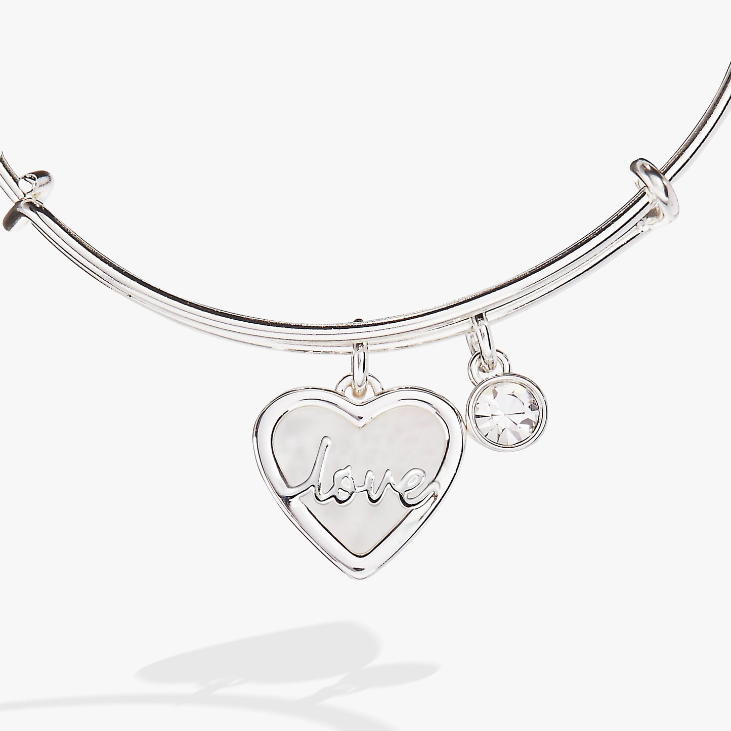 Love Mother of Pearl Bangle Silver