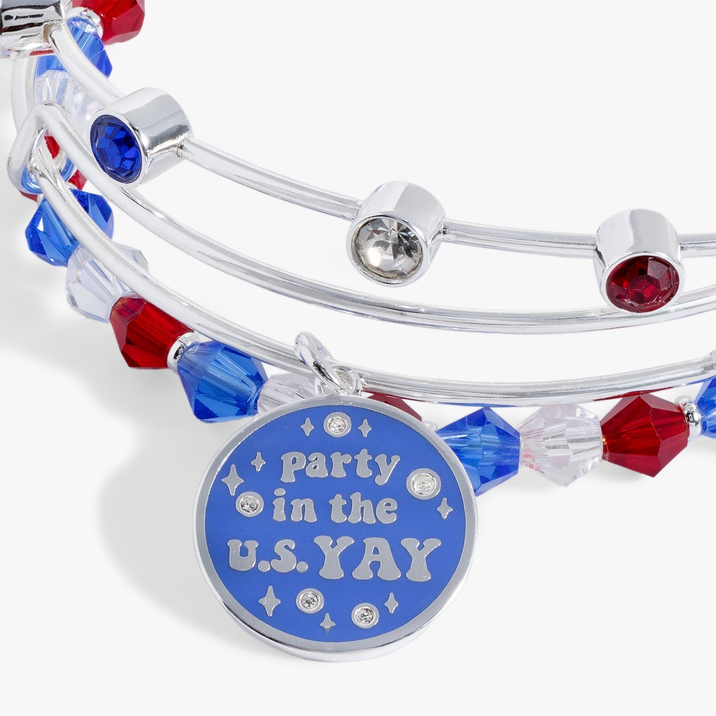 Party in the U S Yay! Set of 3 Silver