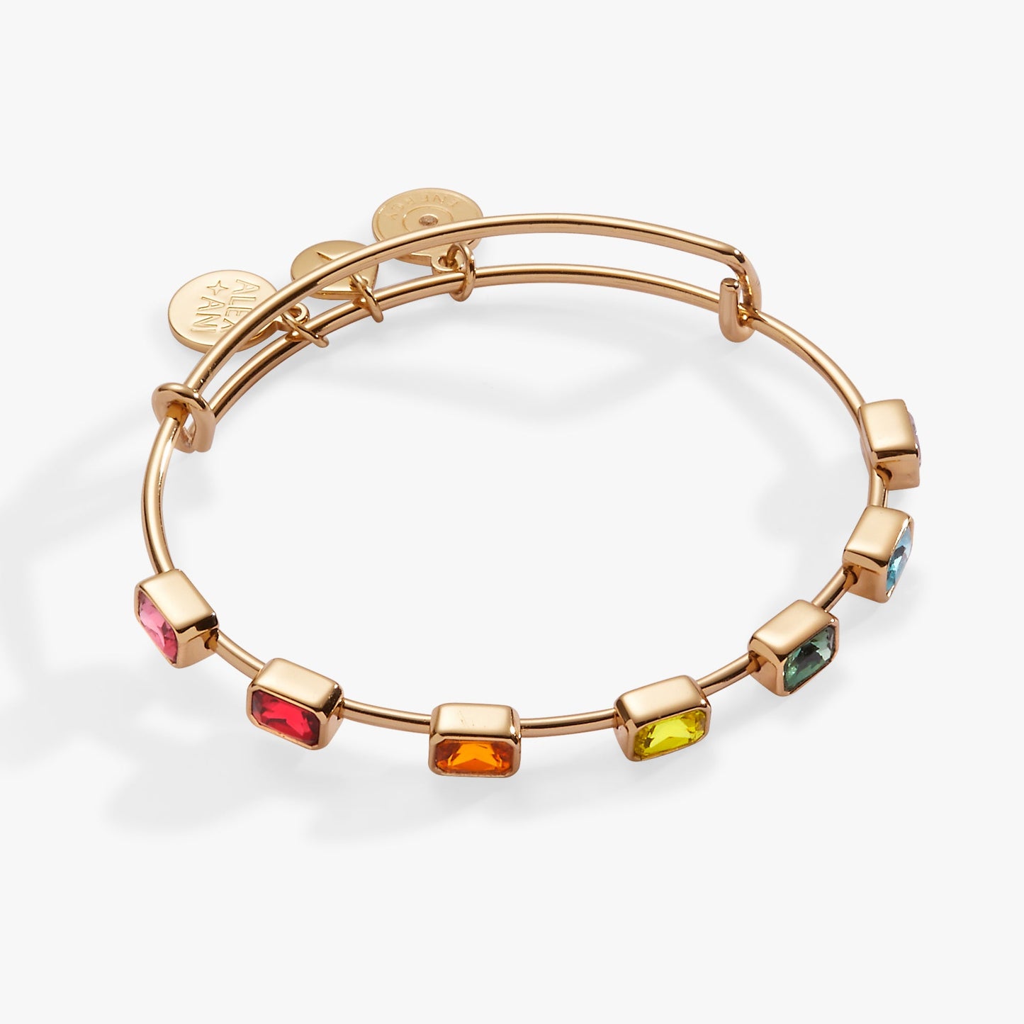 Rainbow In-Line Stone Bangle Gold