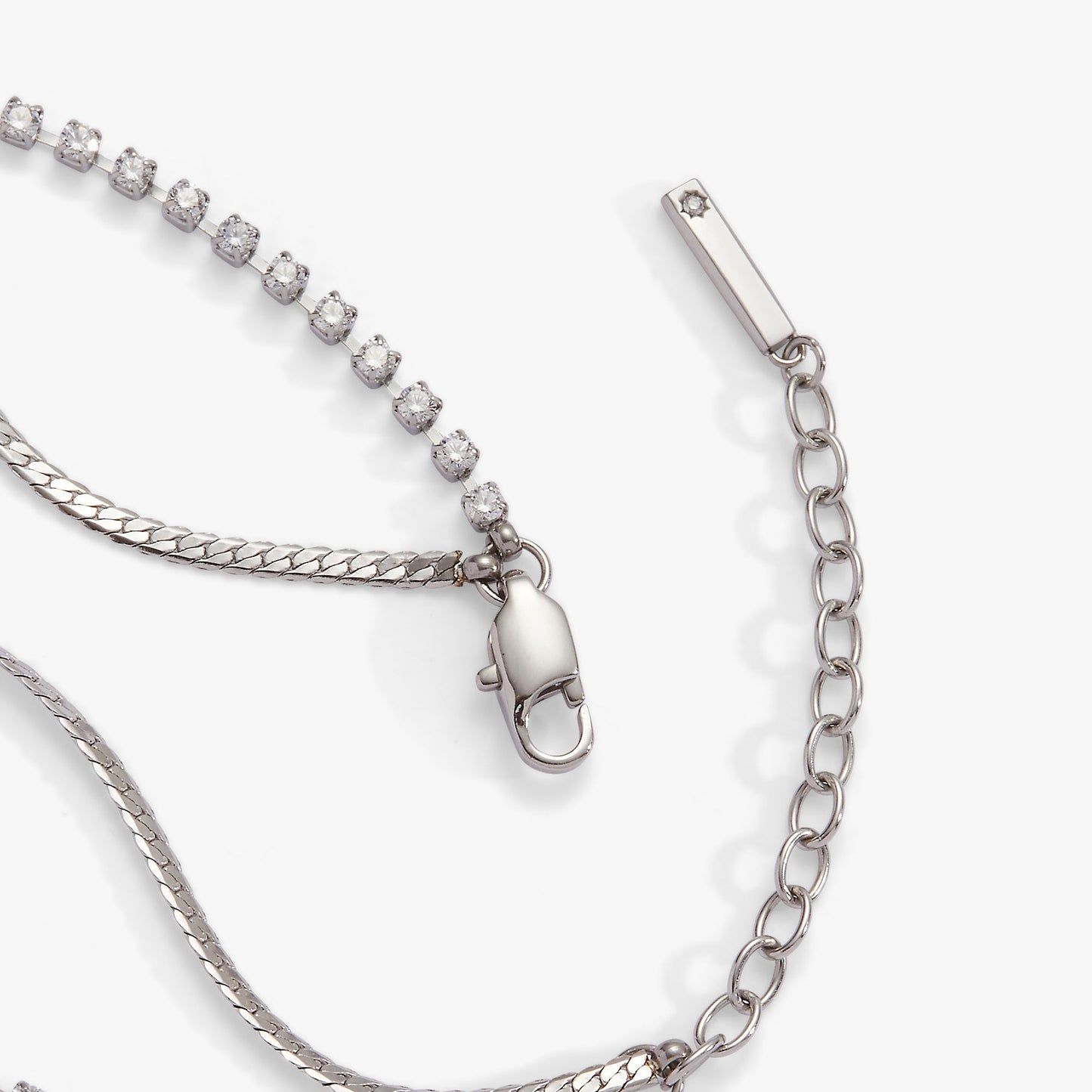 Double Strand Crystal Tennis Chain Bracelet Stainless Steel Gold