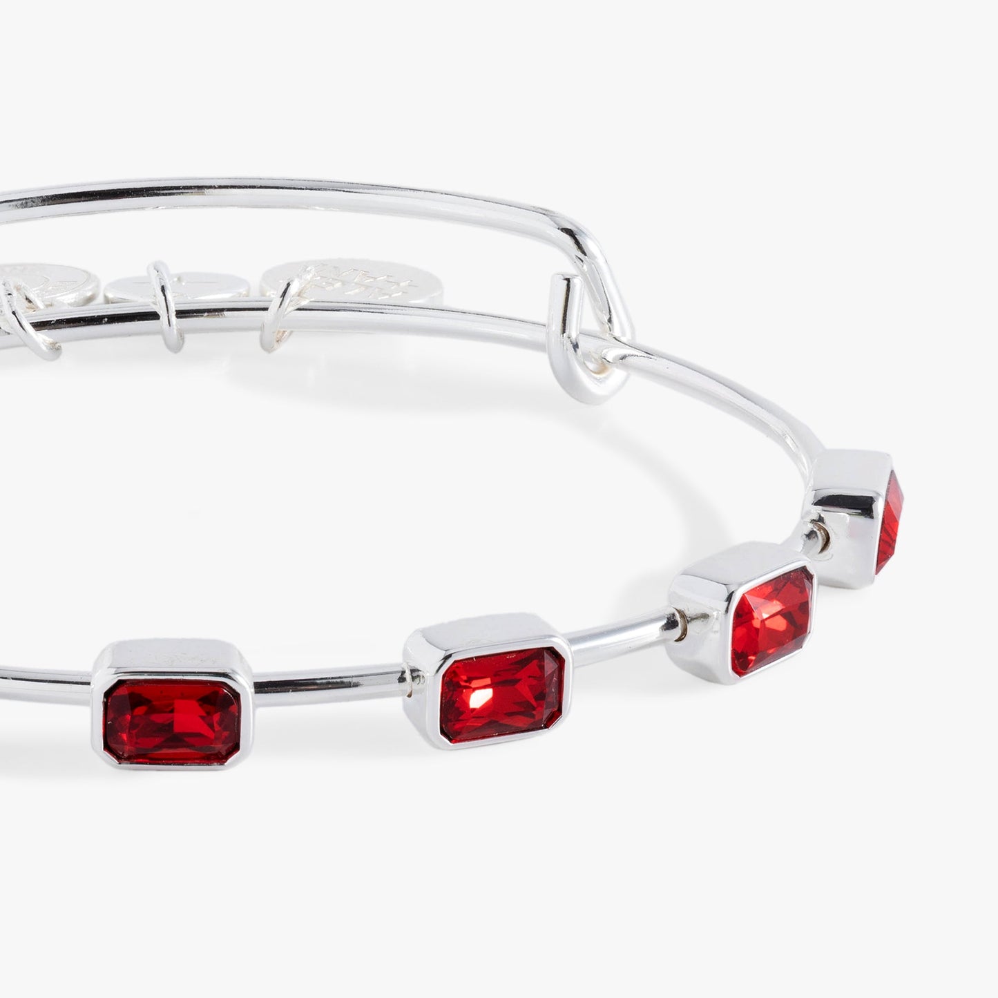 January Birthstone Emerald Cut Bangle Silver