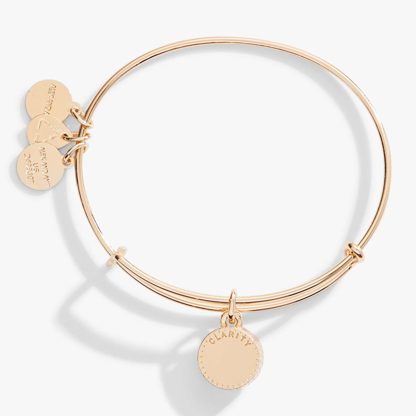 Clear Crystal April Birthstone Charm Bangle Gold