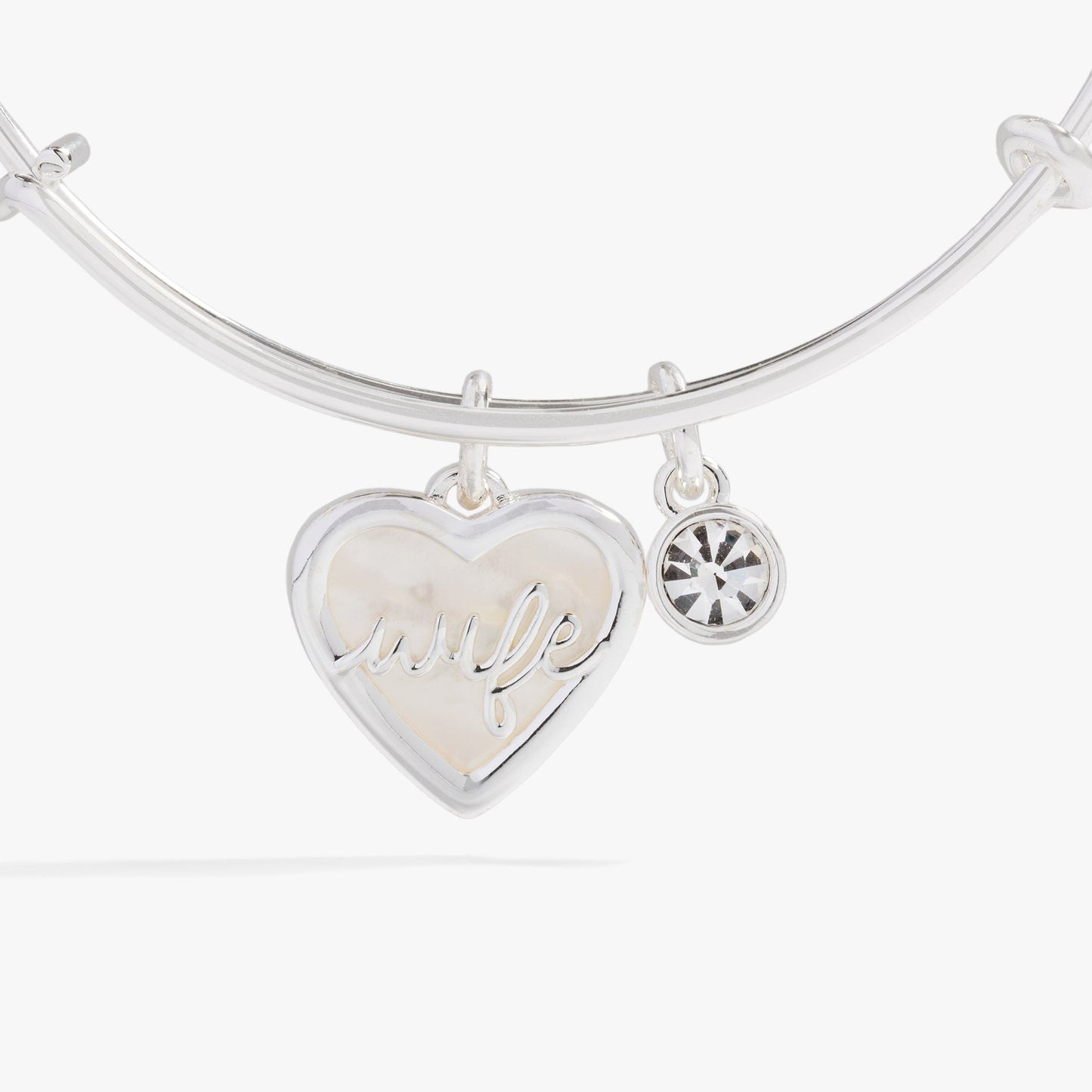 Mother of Pearl Wife Heart Bangle – Elegant Bridal or Anniversary Jewelry Gold
