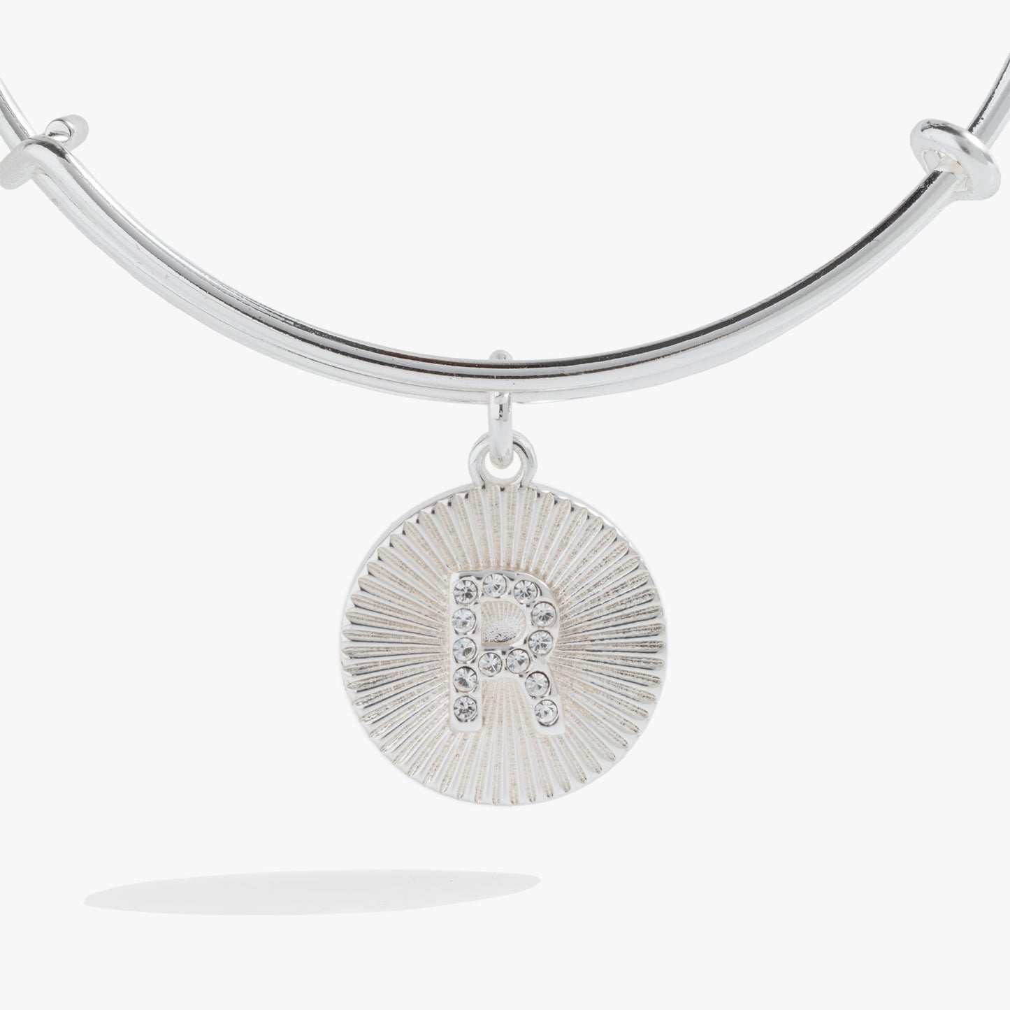 Pave Starburst Texture Initial Bangle R Gold