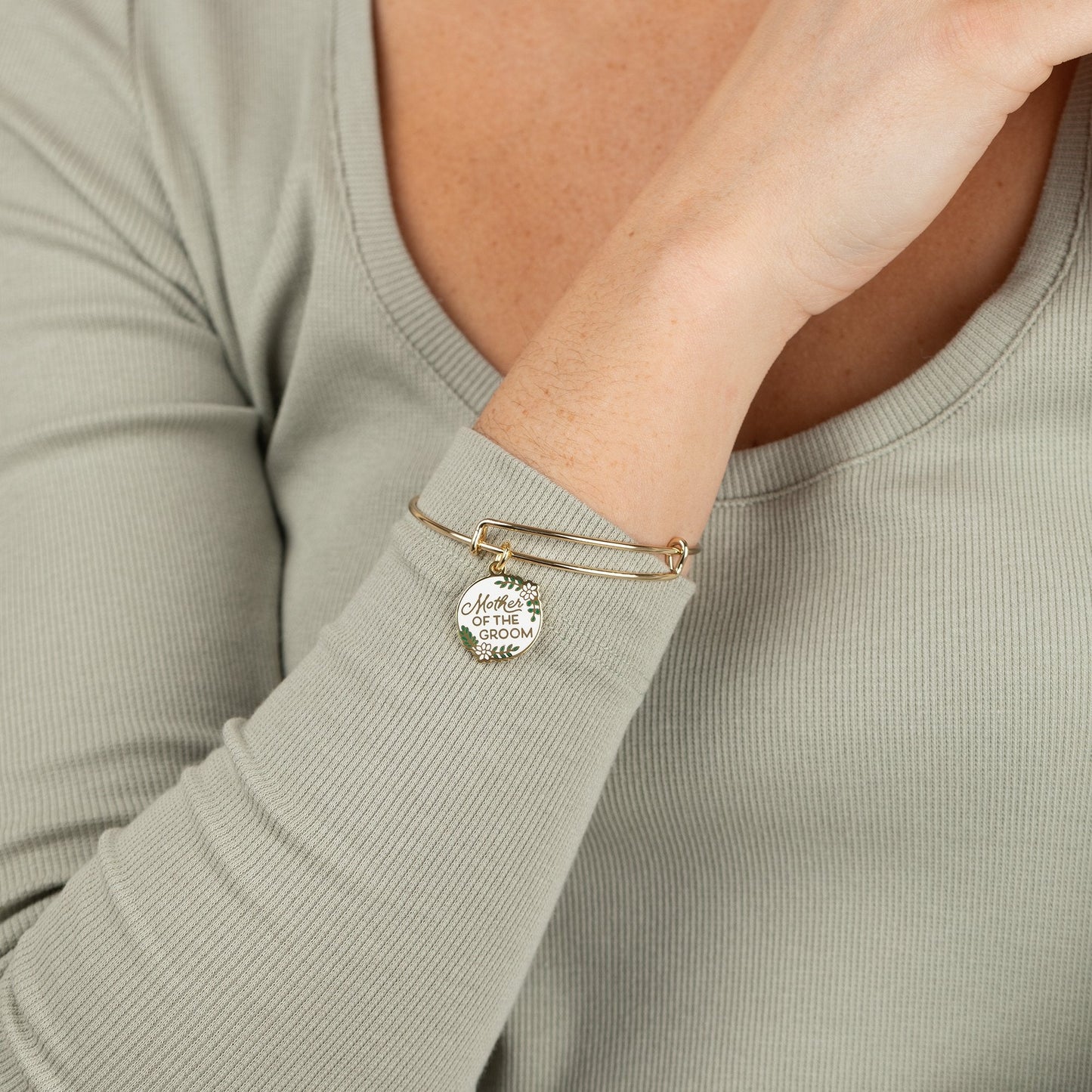 Mother of the Groom Wedding Charm Bangle – Sentimental Gift for Mom Silver