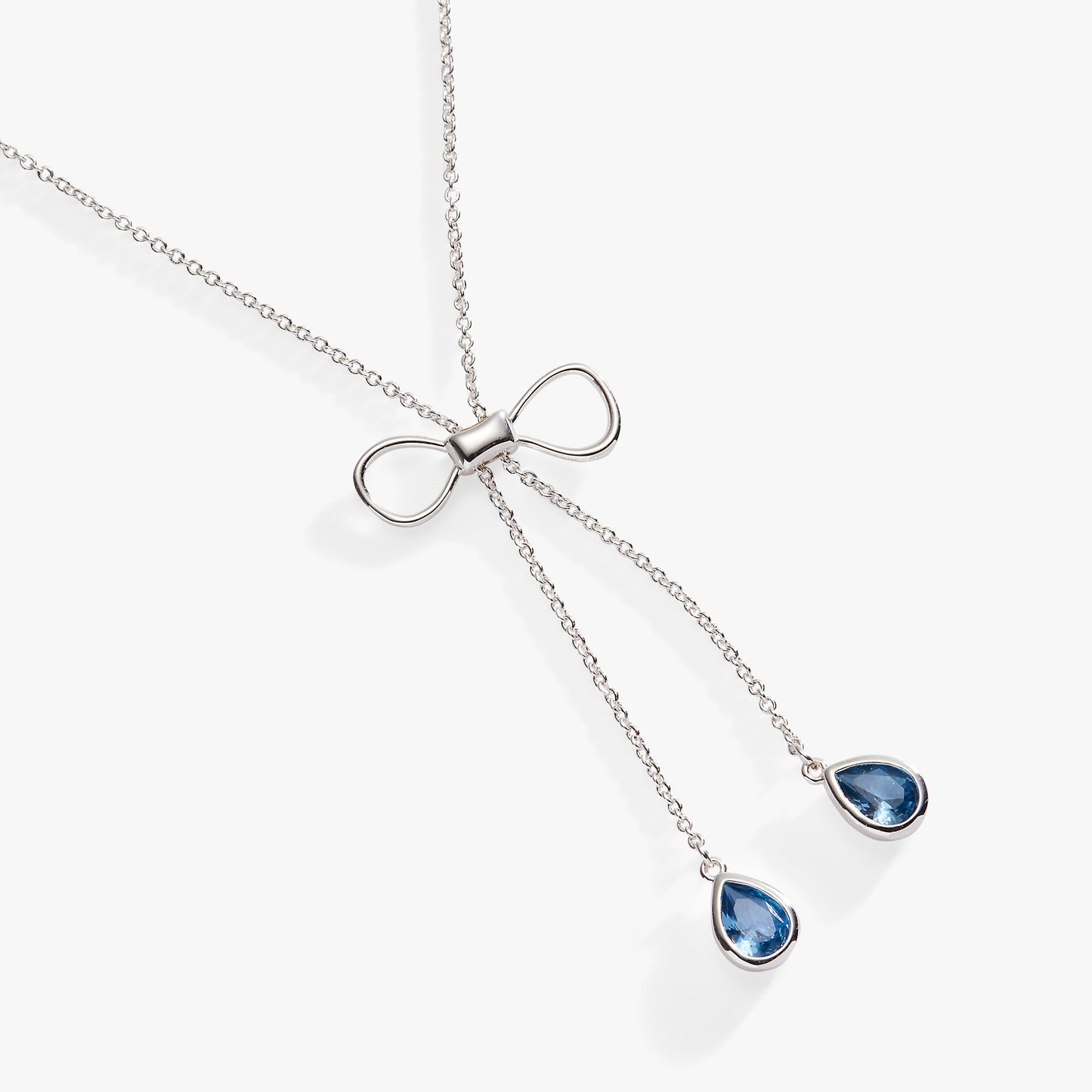 Bow Adjustable Slider Necklace – Elegant Special Occasion Jewelry Silver