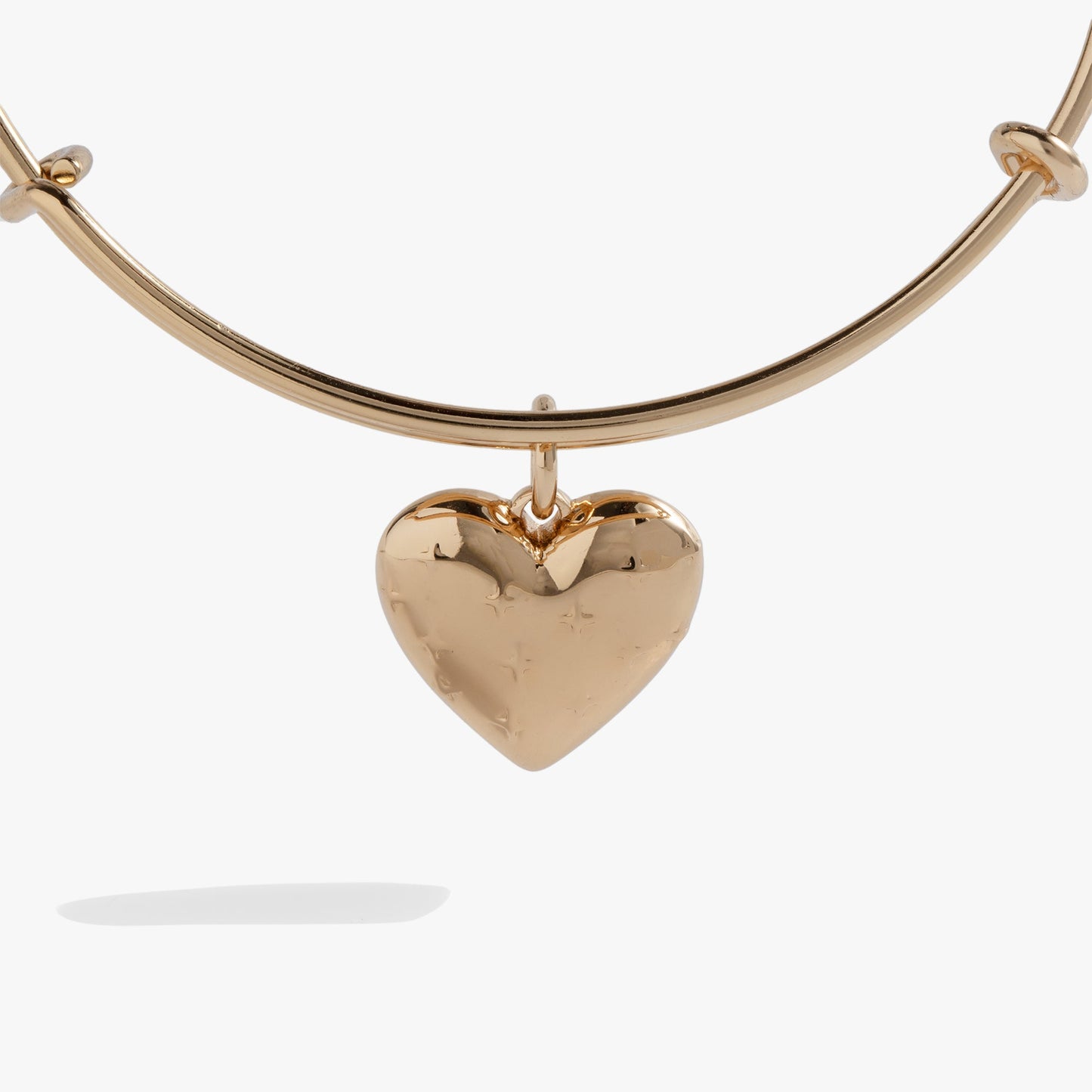 Metal Heart Charm Bangle Gold