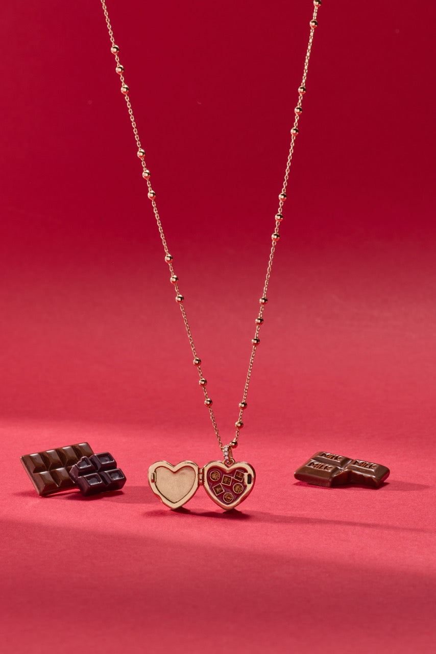 Box of Chocolate Locket Necklace Gold