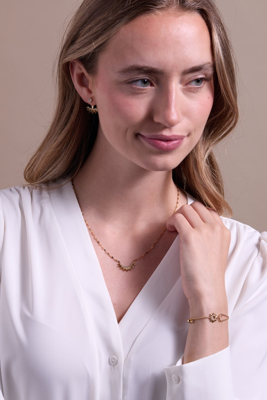 Sun Ray Necklace Stainless Steel Gold