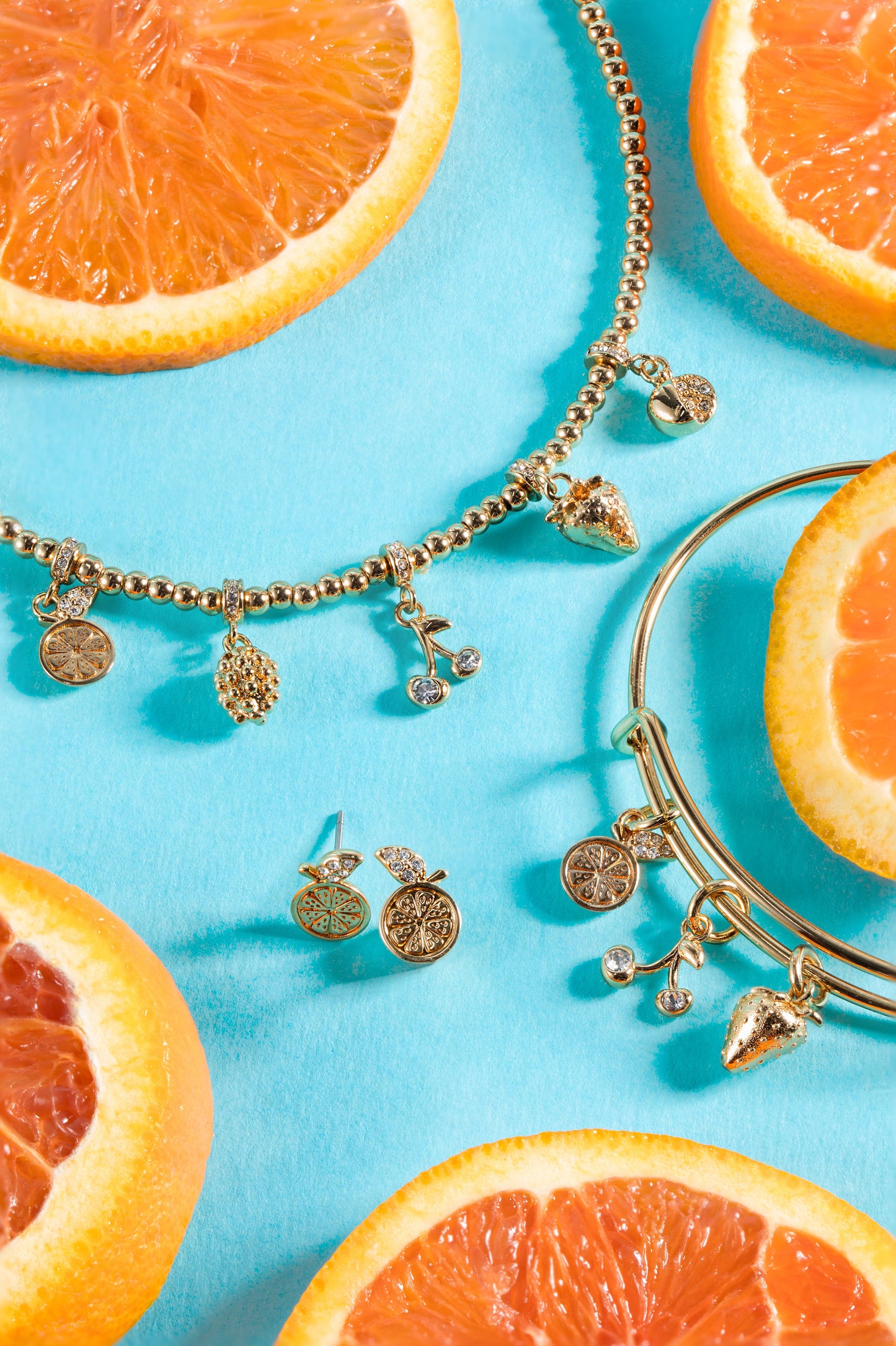 Summer Fruits Orange Slice Stud Gold