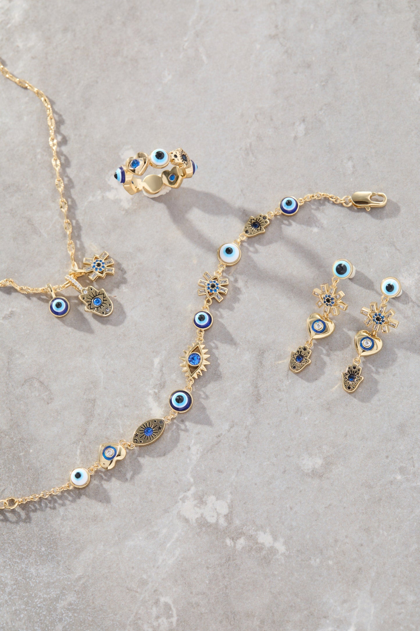 SOM - Evil Eye Triple Charm Necklace Gold