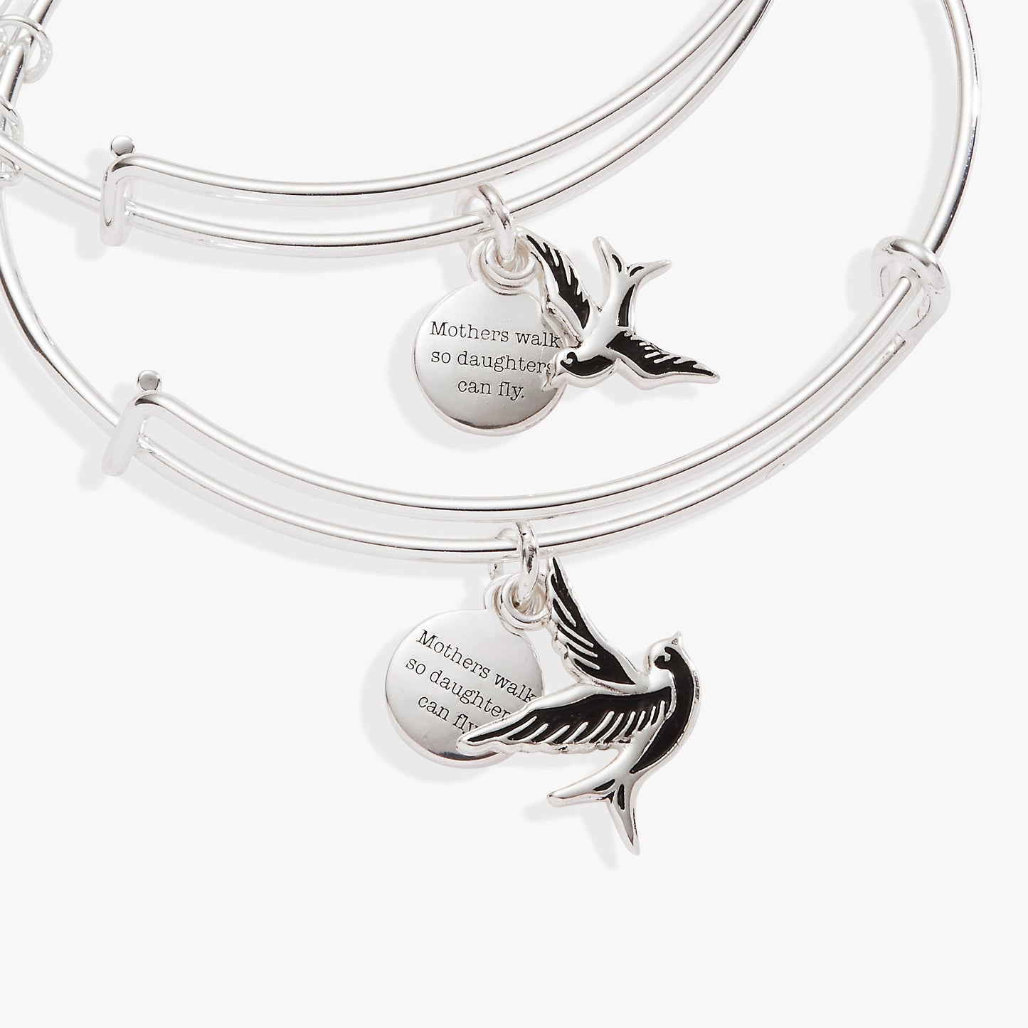 Mother & Daughter Sparrow Set of 2 Silver