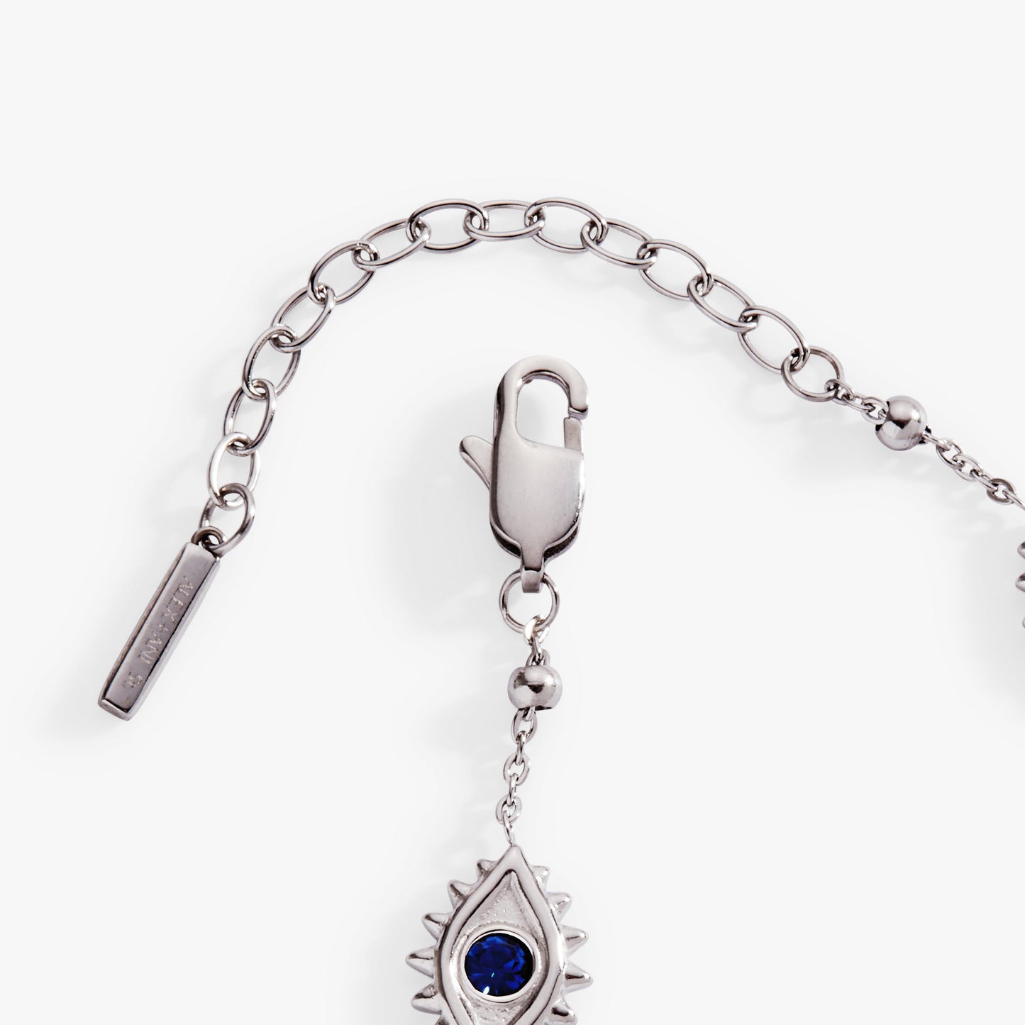 Evil Eye Satellite Chain Inline Bracelet Stainless Steel Silver