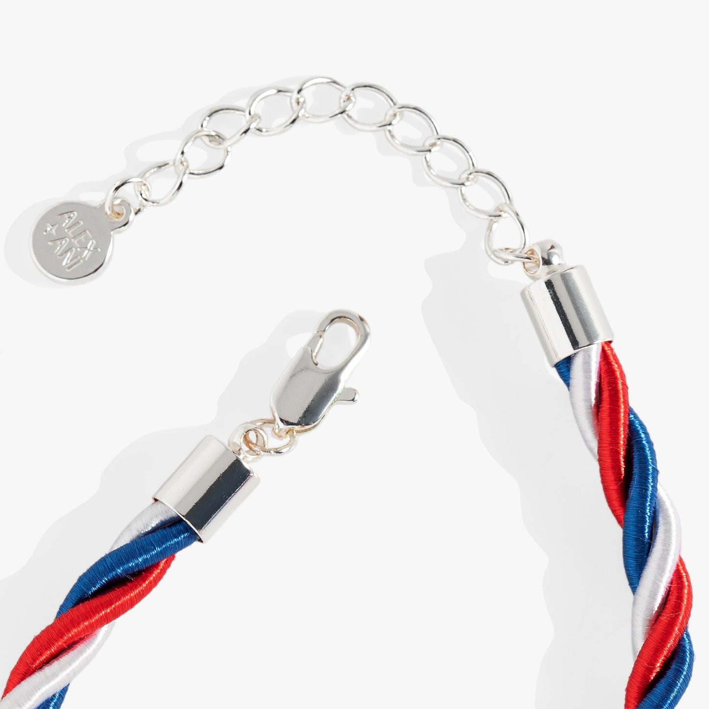 Red, White and Blue Star Cord Bracelet Silver