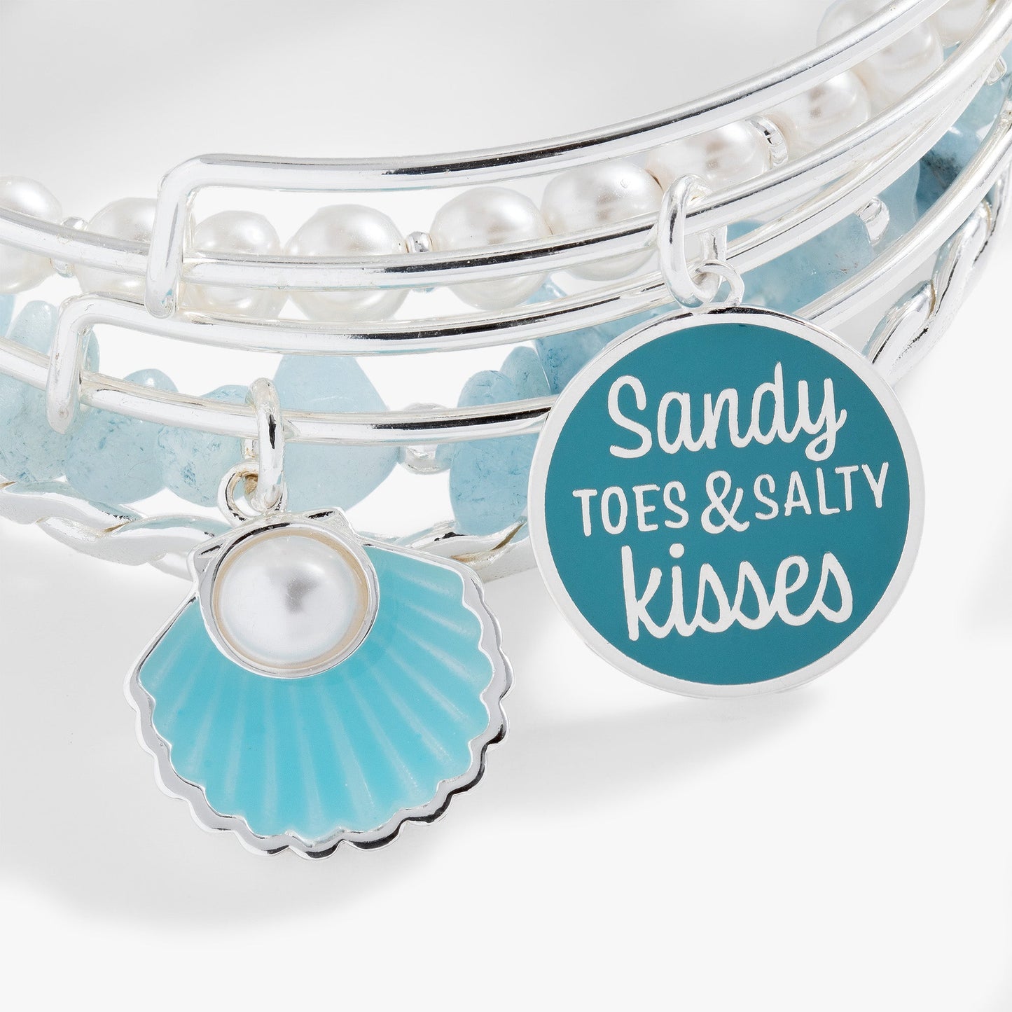 Beach Bangle Set of 5 Silver
