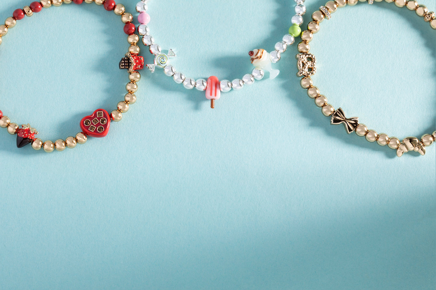 “Carbs are My Love Language” Beaded Stretch Bracelet Gold