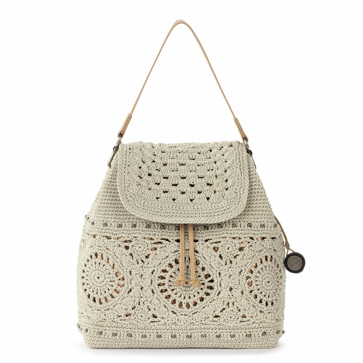 The Sak Sayulita Backpack in Natural Medallion Crochet
