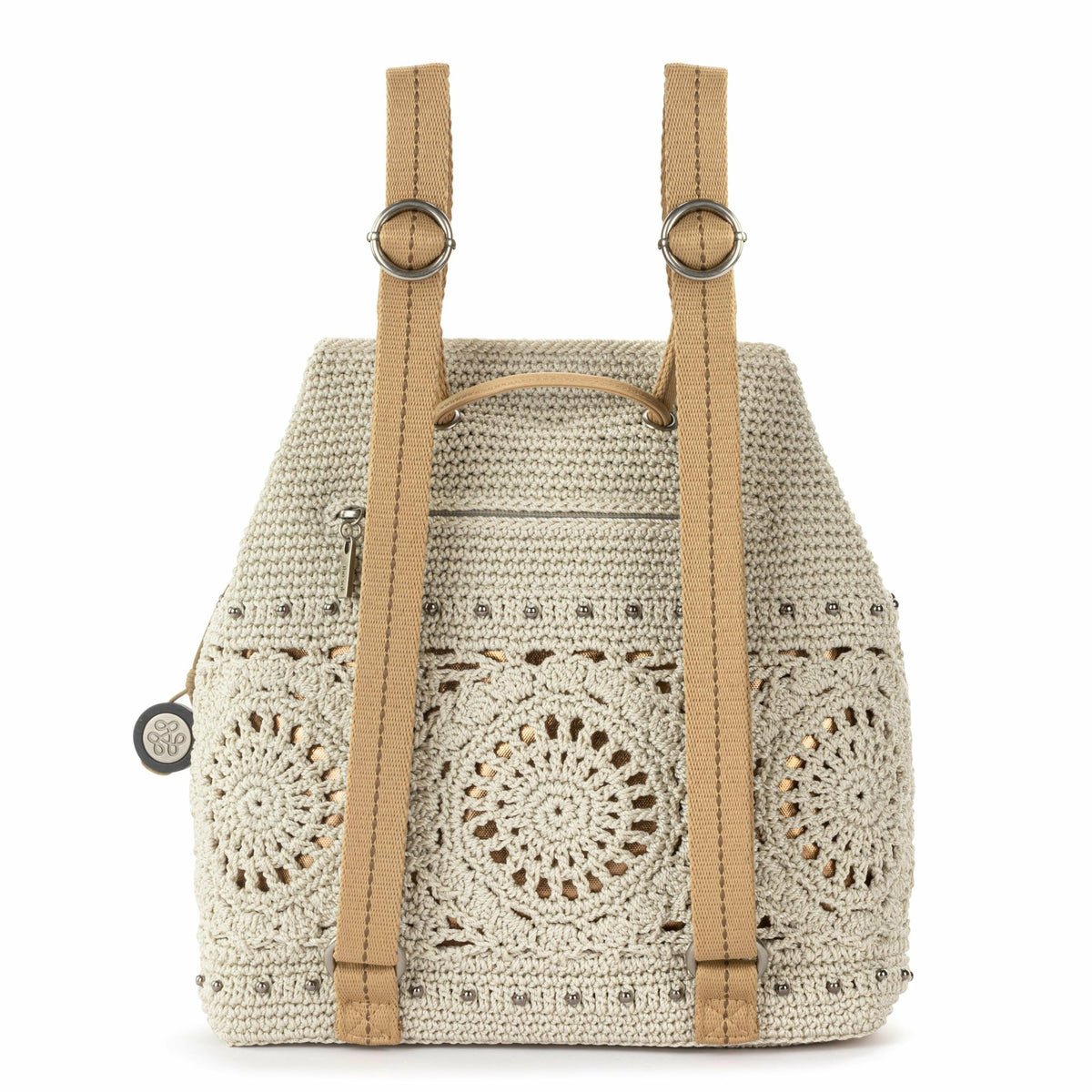 The Sak Sayulita Backpack in Natural Medallion Crochet