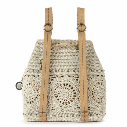 The Sak Sayulita Backpack in Natural Medallion Crochet