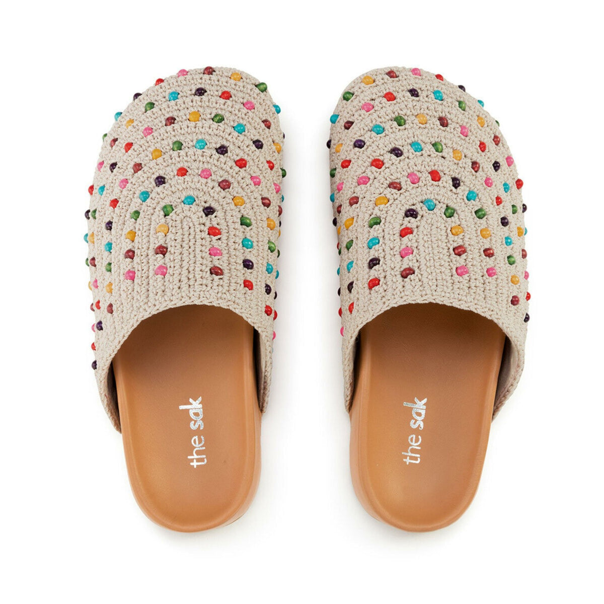 The Sak Bolinas Clog in Ecru Multi Beads Crochet