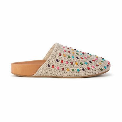 The Sak Bolinas Clog in Ecru Multi Beads Crochet