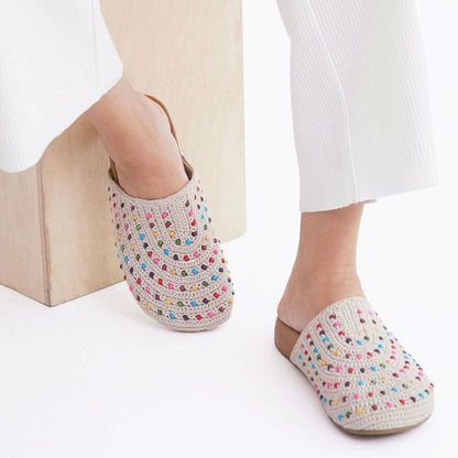 The Sak Bolinas Clog in Ecru Multi Beads Crochet