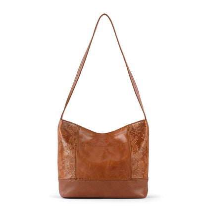 The Sak De Young Hobo Bag in Tobacco Floral Embossed Leather