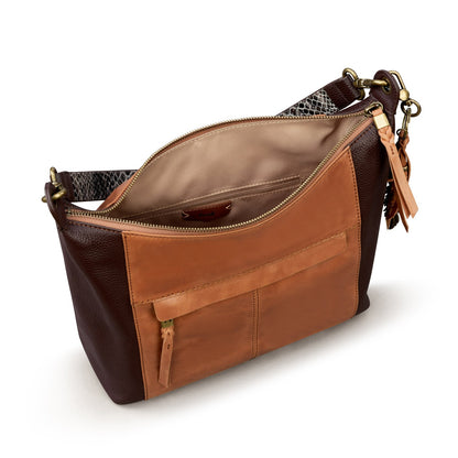 The Sak Alameda Hobo Bag in Tobacco Snake Multi Leather