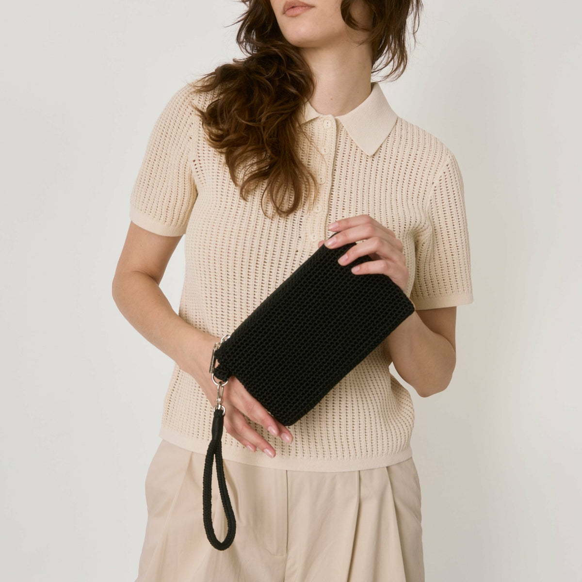 The Sak Vita Wristlet in Black Crochet