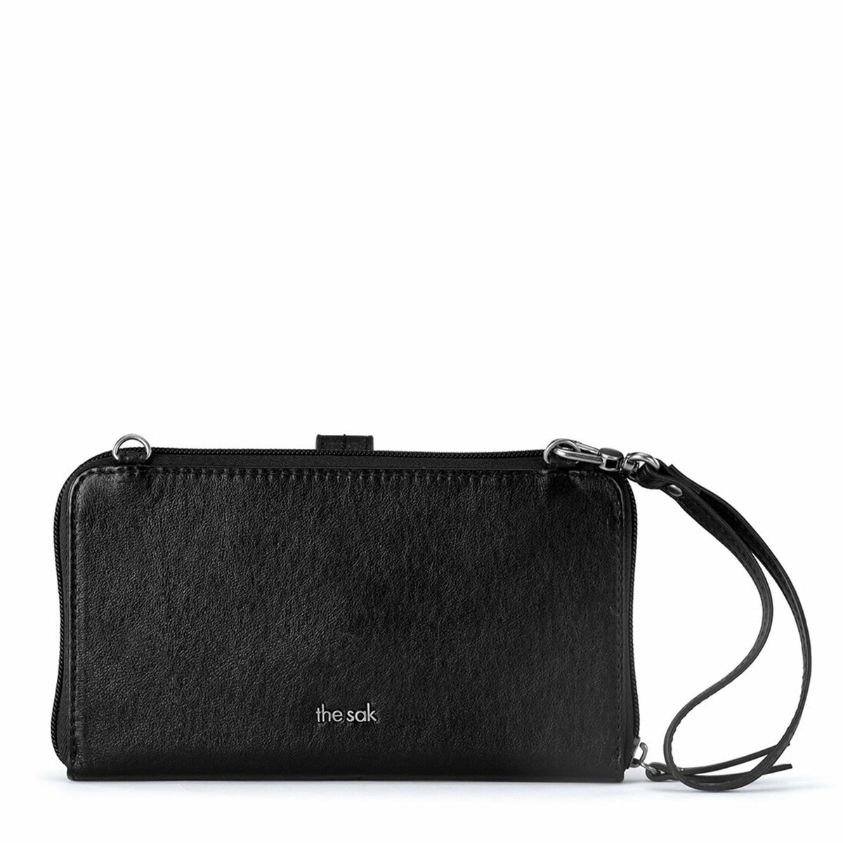 The Sak Iris Smartphone Wallet in Black Leaf Embossed Leather