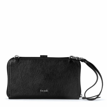 The Sak Iris Smartphone Wallet in Black Leaf Embossed Leather