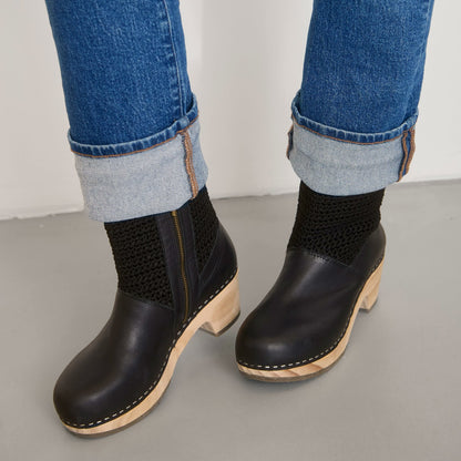 The Sak Paloma Clog Boot in Black Leather